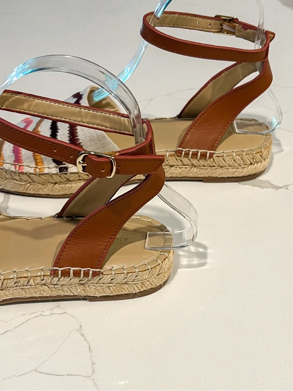 Ann Taylor Isabella Embroidered Linen Espadrille Sandals Multi Zebra Stripe Sz 6